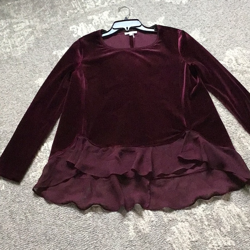 Stretch velour top with chiffon bottom